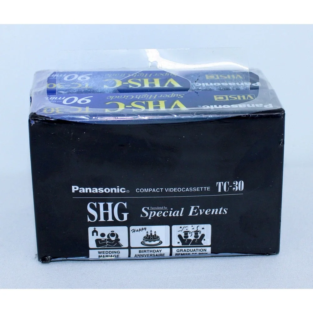 Panasonic VHS C TC-30 Super High Grade 90 Minute Blank Cassette Tapes 2 Pack New